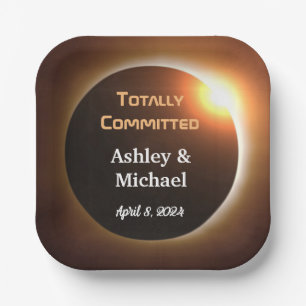 Totally Committed Eclipse Theme Wedding Paper Plates