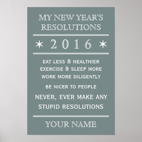 Totally customizable New Years Resolution poster