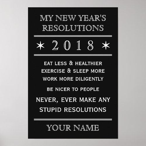 Totally customizable New Years Resolution poster