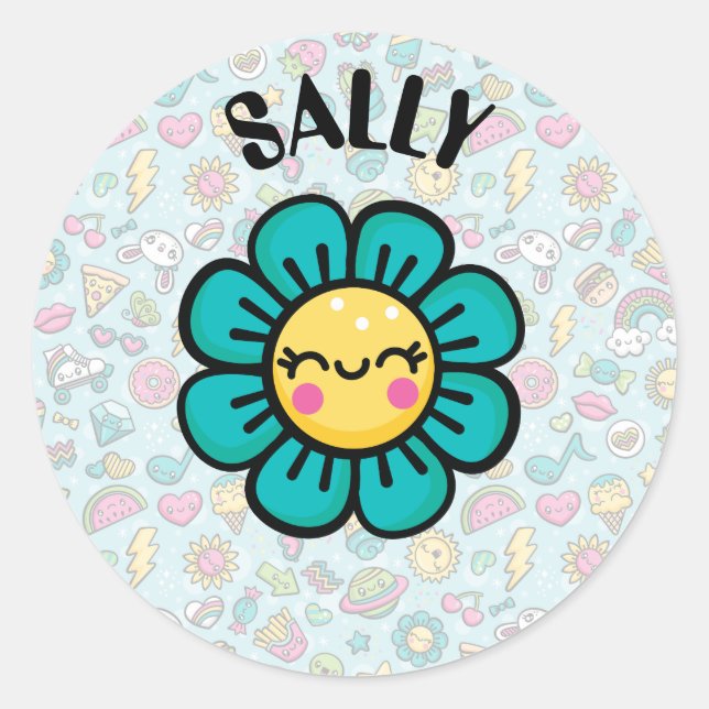Totally Cute Doodles Classic Round Sticker (Front)