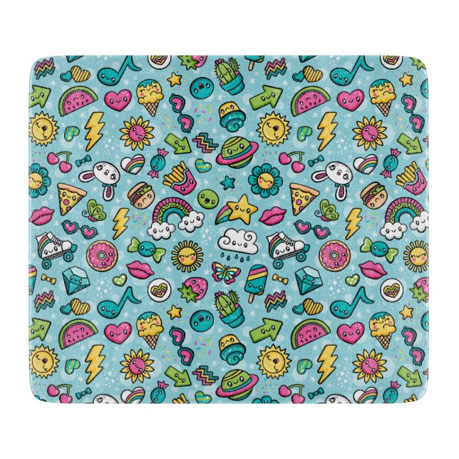 Totally Cute Doodles cutting board (Front)