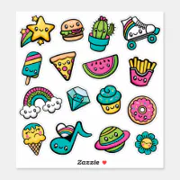 Totally Cute Doodles Vinyl Sticker, Zazzle