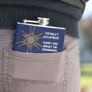 Totally eclipsed funny customizable hip flask