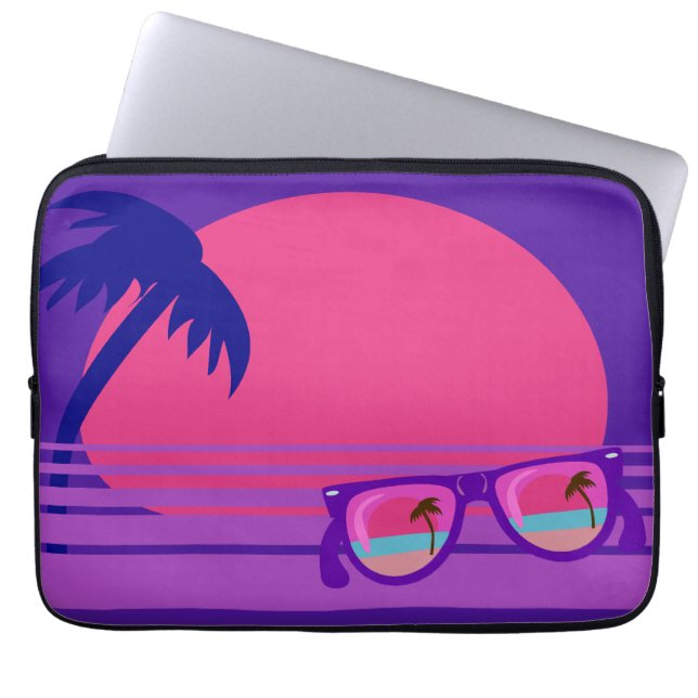 Totally Eighties Awesome Purple Sunset Laptop Sleeve (Front)