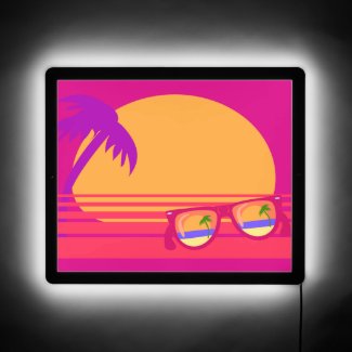 Totally Eighties Beach Fun Neon Sunset