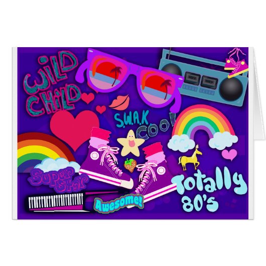 Totally Eighties Purple Collage Cards (Front Horizontal)