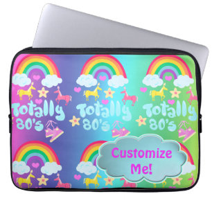 Totally Eighties Rainbow Motto Laptop Sleeve