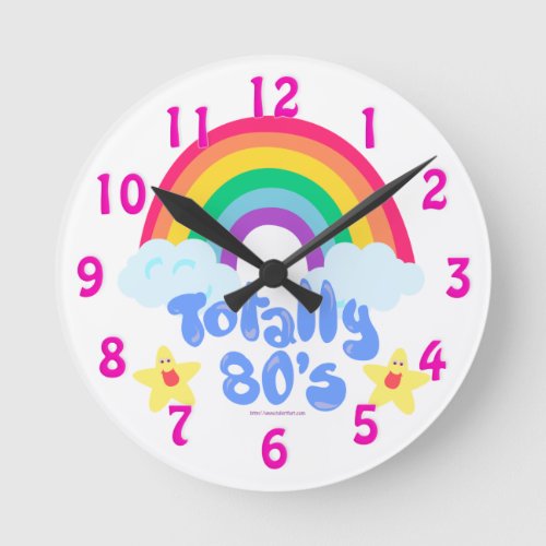 Totally Eighties Rainbow Motto Round Clock