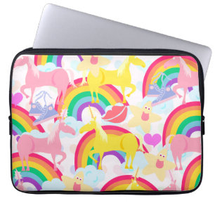 Totally Eighties Unicorn Rainbow Explosion Laptop Sleeve