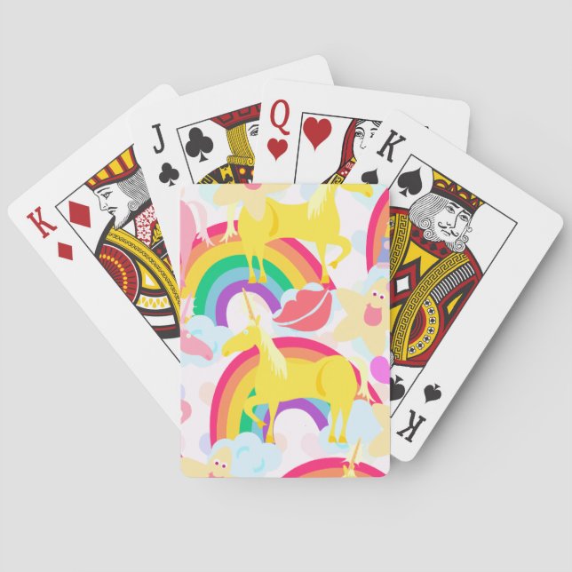 Totally Eighties Unicorn Rainbow Explosion Poker Cards (Back)