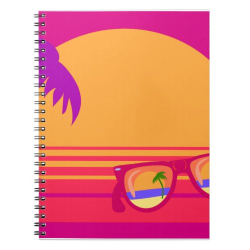Totally Eighties Wild Beach Neon Sunset Notebook