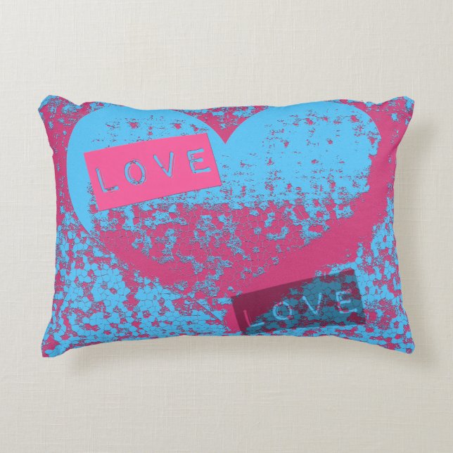 Totally Epic Retro Colors Love Heart Design Accent Pillow (Front)