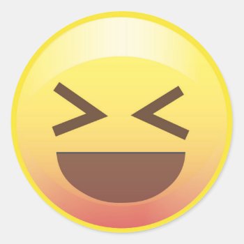 Totally Excited Yellow Emoji Face Sticker by EmojiSass at Zazzle