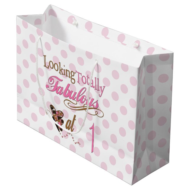 Totally Fabulous 1st Birthday Large Gift Bag (Front Angled)