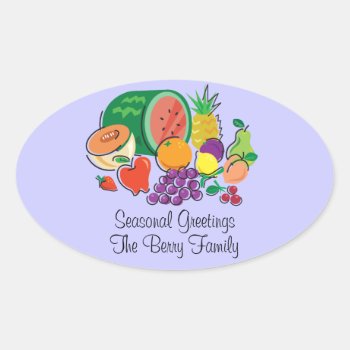 Totally Fruity_cornucopia_personalized Oval Sticker by UCanSayThatAgain at Zazzle