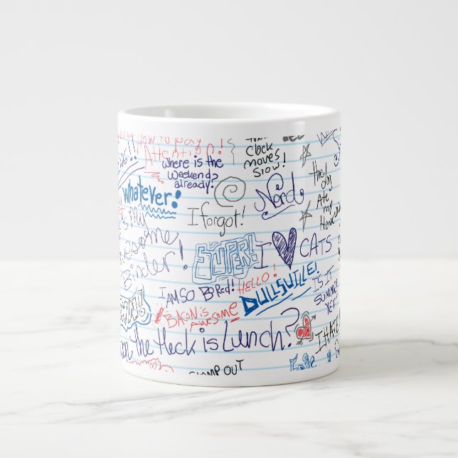 Totally Fun Art Goofy School Doodles Large Coffee Mug (Front)