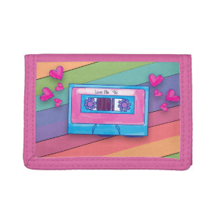 Totally Fun Eighties Mixtape Cartoon Art Tri-fold Wallet