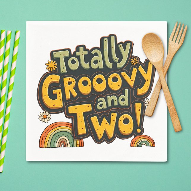Totally Groovy and Two 2nd Birthday Napkins (Creator Uploaded)