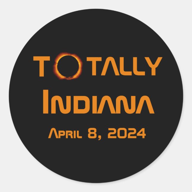 Totally Indiana 2024 Solar Eclipse Classic Round Sticker (Front)