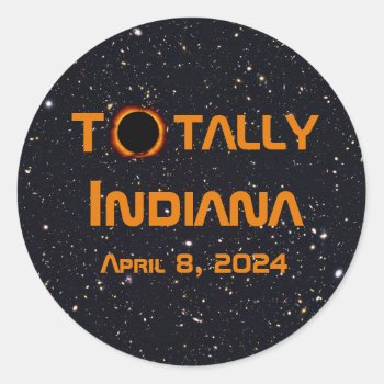 Totally Indiana 2024 Solar Eclipse Classic Round Sticker by GigaPacket at Zazzle