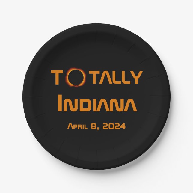 Totally Indiana 2024 Solar Eclipse Paper Plates (Front)