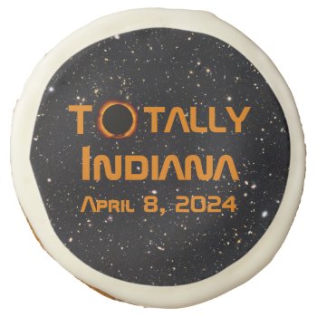 Totally Indiana 2024 Solar Eclipse Sugar Cookie by GigaPacket at Zazzle