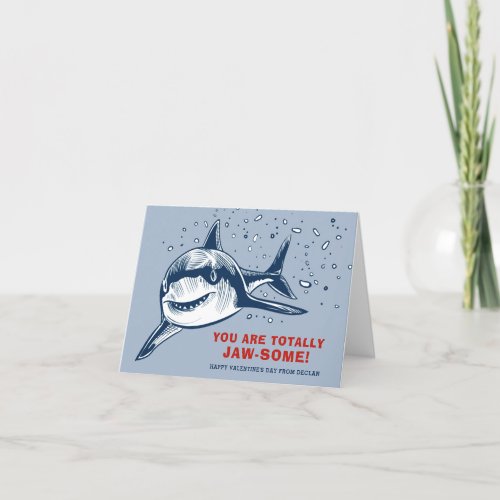 Totally Jaw_some Shark Kids Valentine Holiday Card