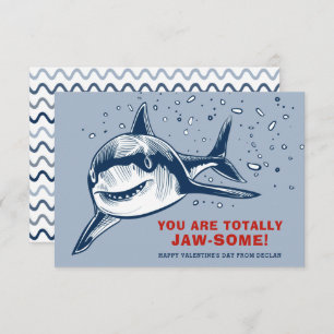 Totally Jaw-some Shark Kids Valentine Note Card