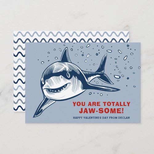 Totally Jaw_some Shark Kids Valentine Note Card