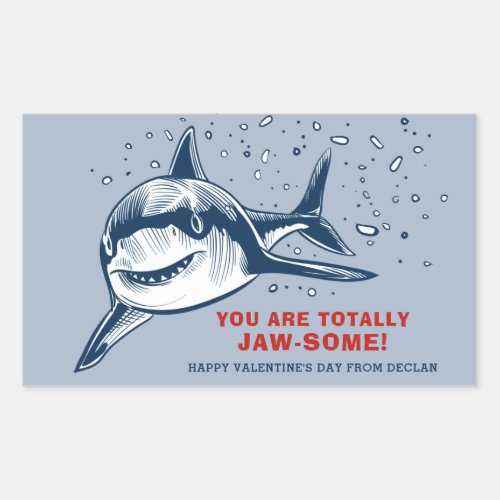 Totally Jaw_some Shark Kids Valentine Rectangular Sticker