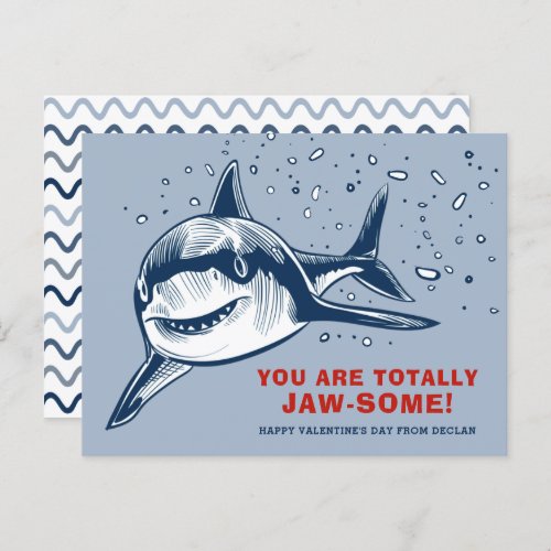 Totally Jaw_some Shark Kids Valentines Day Card