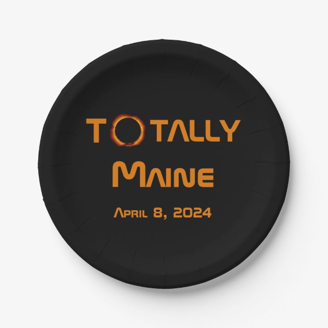 Totally Maine 2024 Solar Eclipse Paper Plates (Front)