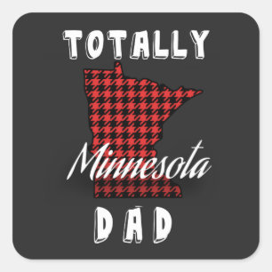 TOTALLY MINNESOTA DAD Buffalo Plaid Square Sticker