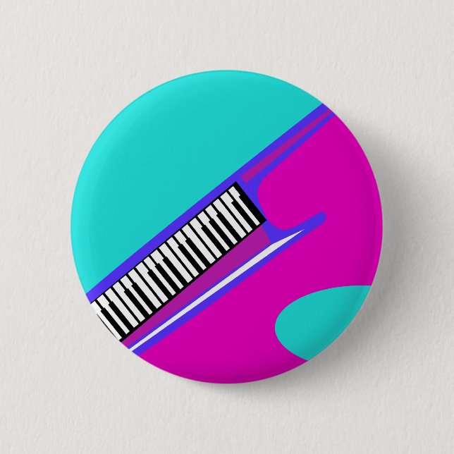 Totally Neon 80's Keytar Pinback Button (Front)