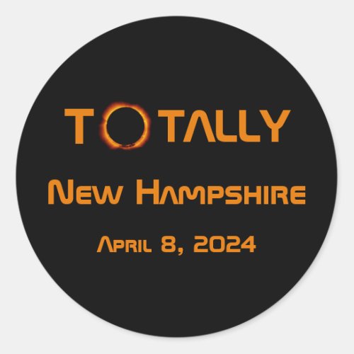 Totally New Hampshire 2024 Solar Eclipse  Classic Round Sticker