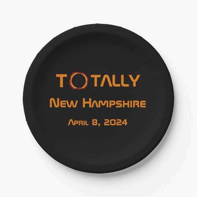 Totally New Hampshire 2024 Solar Eclipse  Paper Plates (Front)