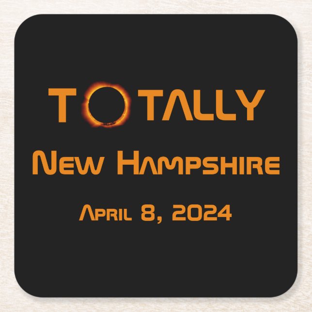 Totally New Hampshire 2024 Solar Eclipse  Square Paper Coaster (Front)