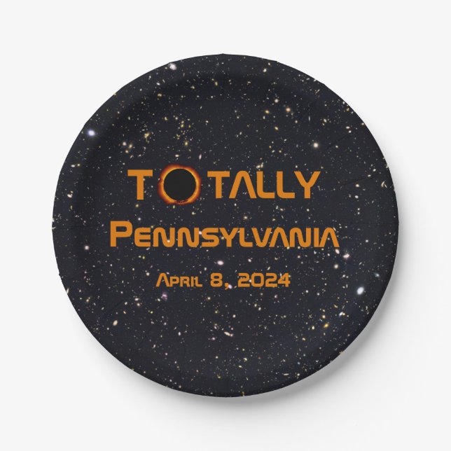 Totally Pennsylvania 2024 Solar Eclipse  Paper Plates (Front)