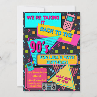 Totally Rad 80s / 90s Themed Party Invitation
