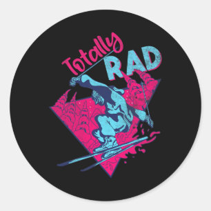 Totally Rad, Retro Ski Vintage 80s 90s Skiing Outf Classic Round Sticker