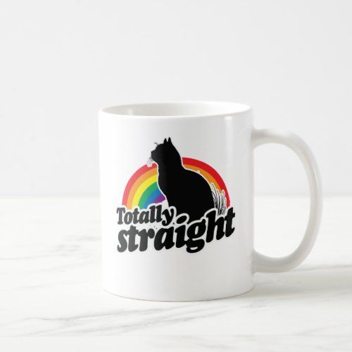 TOTALLY STRAIGHT CAT _ WHITE _ WHITE _png Coffee Mug