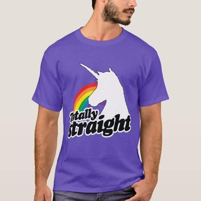 TOTALLY STRAIGHT UNICORN - WHITE -.png T-Shirt (Front)