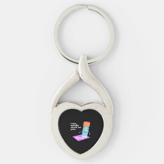 Totally Stuck On You Bold Romantic Style  Keychain (Front)