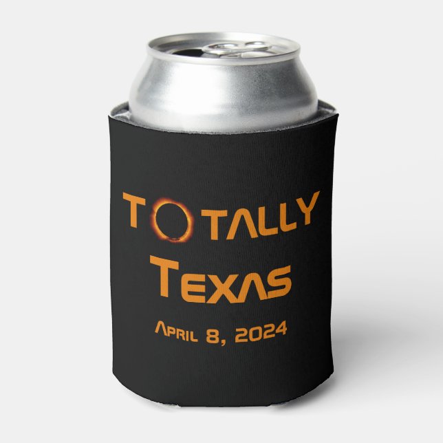 Totally Texas 2024 Solar Eclipse Can Cooler (Can Front)