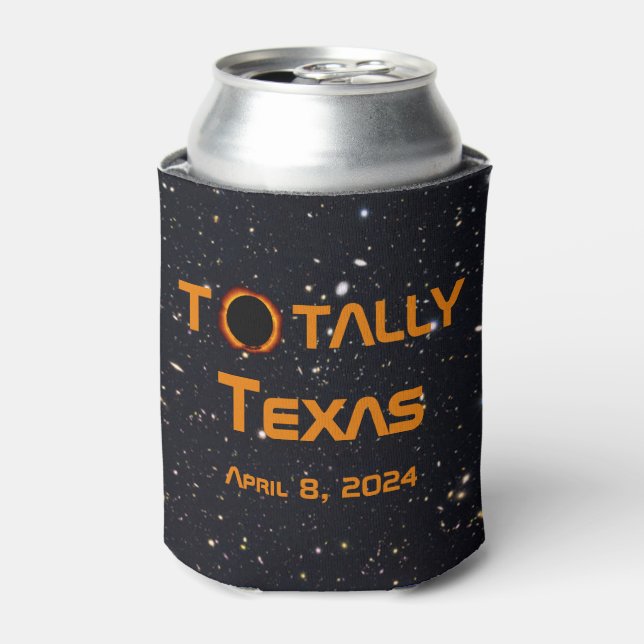 Totally Texas 2024 Solar Eclipse Can Cooler (Can Front)