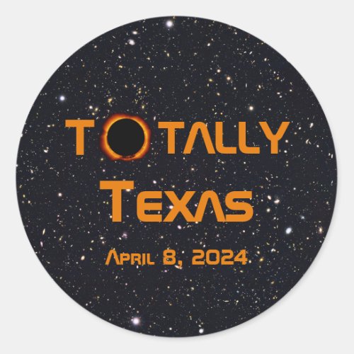 Totally Texas 2024 Solar Eclipse Classic Round Sticker