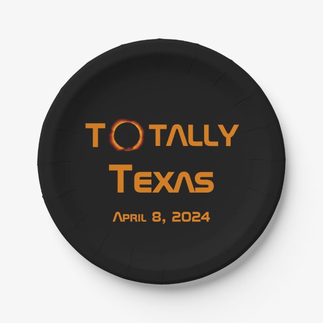 Totally Texas 2024 Solar Eclipse Paper Plates (Front)