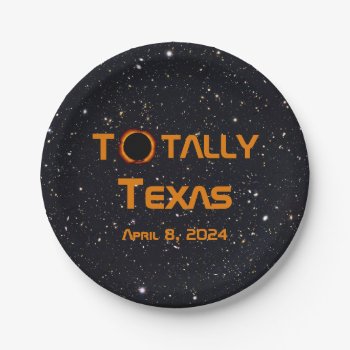 Totally Texas 2024 Solar Eclipse Paper Plates by GigaPacket at Zazzle