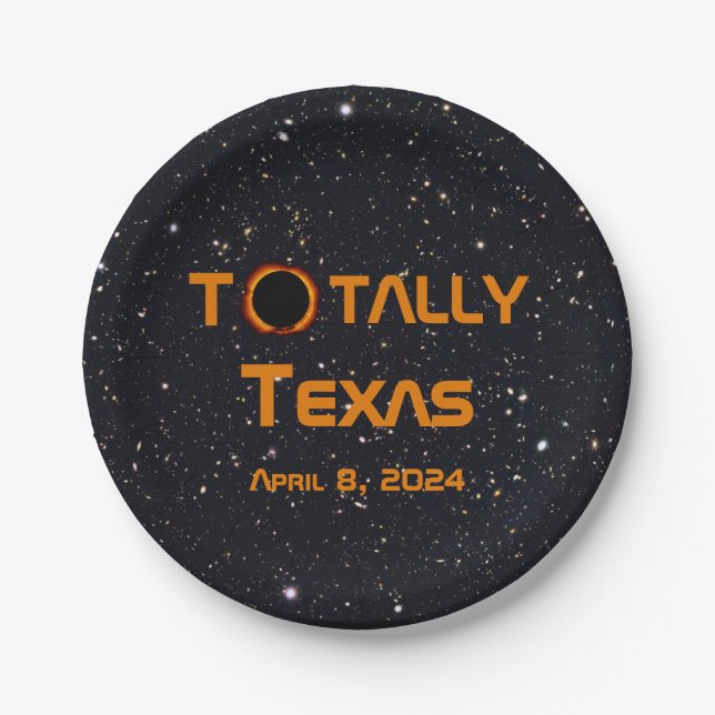 Totally Texas 2024 Solar Eclipse Paper Plates (Front)