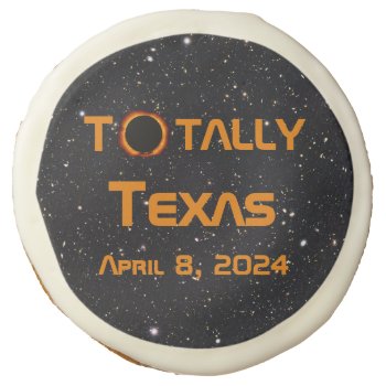 Totally Texas 2024 Solar Eclipse Sugar Cookie by GigaPacket at Zazzle